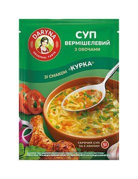 Cуп вермішелевий зі смаком "Курка" з овочами DARYNA 18г *28шт 000007836 фото
