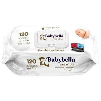 Серветки зволожені 120шт BellaBabby ла белла БІЛІ *12шт 000006388 фото