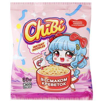 Вермішель шв.приг. зі смаком креветки , 60 г ТМ ChiBi *60 шт, ТОП ціна! 000008507 фото