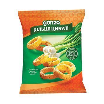 Кукурудзяні кільця Gonzo зі смаком цибулі 40гр * 60шт 000001725 фото