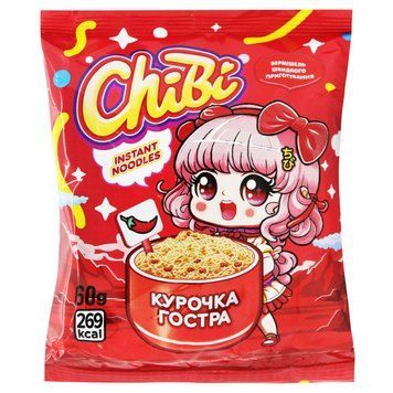 Вермішель шв.приг. зі смаком курки гостра, 60 г ТМ ChiBi *60 шт 000008517 фото