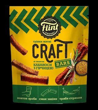 Сухарики Flint CRAFT житні 80г кабаноси та гірчиця*35шт 000007918 фото