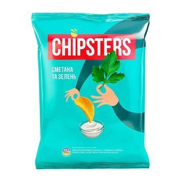 Чіпси Chipster's 100г сметана та зелень*16шт 000004595 фото
