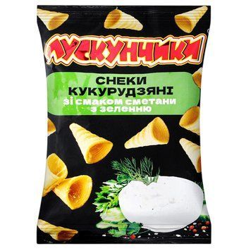 Снеки кукурудз Лускунчик Сметана з зелен 130г *15шт 000009029 фото