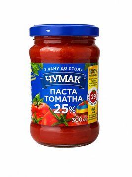 Паста томатна Чумак 25% с/б 300г*12шт 000007430 фото