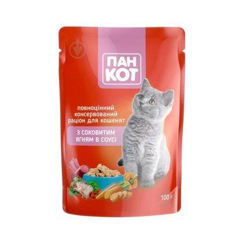 Корм Пан кот з ягням в соусі д/кошенят 100г *24шт 000005874 фото
