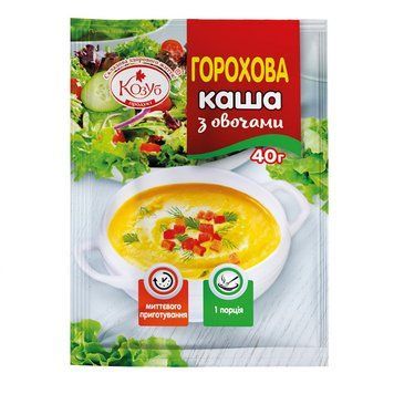 Каша КОЗУБ горохова з овочами 40 гр ПАКЕТ 000007141 фото