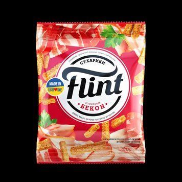 Сухарики Flint 100г бекон*45шт 000007650 фото