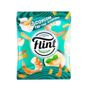 Сухарики Flint соус 70г креветки*55шт 000003362 фото