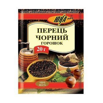 Перець ЮНА чорний горошком 20г *20 шт. (240шт.ящ.) 000000841 фото