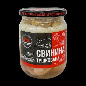 Тушонка Тернопільський М'ясокомбінат Свинина Тушкована скло 500г*6шт 000007703 фото