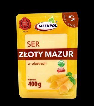 Сирна нарізка Mlekpol Zloty Mazur 400г *24шт 000007848 фото