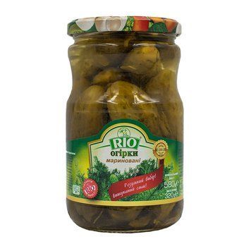 Огірки РІО цілі мариновані 580 г *8шт. 000001133 фото