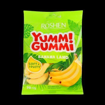 Цукерки желейні Рошен YUMMI GUMMI Banana Land 70гр*22шт 000007824 фото