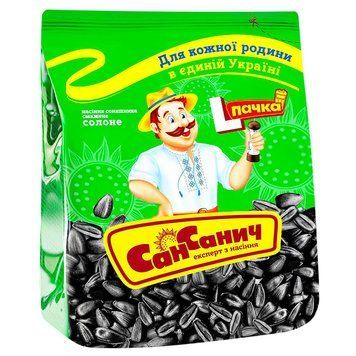 Насіння соняшника Сан Санич 110г смажене солоне*24шт 000001366 фото