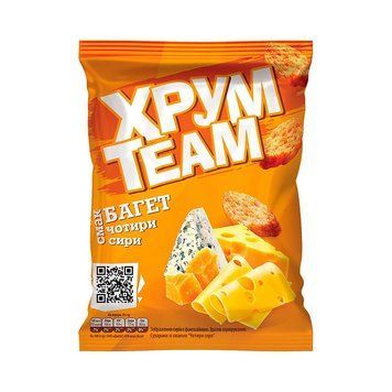 Сухарики ХрумTeam 60г чотири сири*24шт 000002952 фото