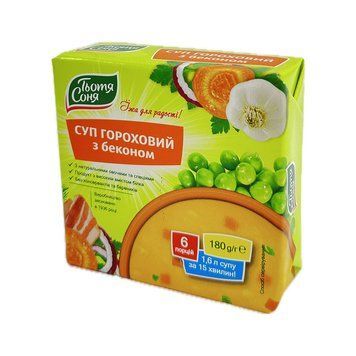 Суп з беконом гороховий тьотя соня 180г*24шт 000003212 фото