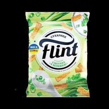Сухарики Flint 60г сметана та зелень*75шт 000008124 фото