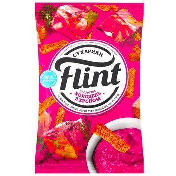 Сухарики Flint 60г холодець з хріном*75шт 000008125 фото