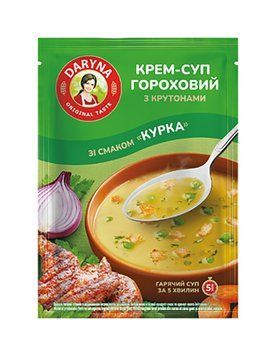 Крем-суп гороховий зі смаком "Курка" з крутонами DARYNA 18г *28шт 000007835 фото