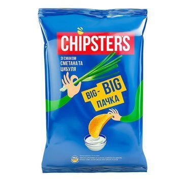 Чіпси Chipster's 70г сметана та цибуля*28шт 000006730 фото