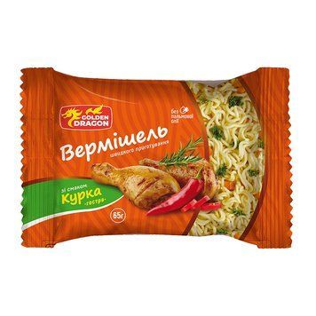 Вермішель шв.приг. Golden Dragon гостра курка 65г *104шт 000006528 фото
