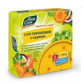 Суп з куркою гороховий Тьотя Соня Брикет180г*24шт 000003211 фото