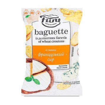 Сухарики Flint Baguette 100г французький сир*12шт 000002796 фото