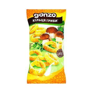 Кукурудзяні кільця Gonzo 150г зі смаком грибів * 19шт 000001727 фото
